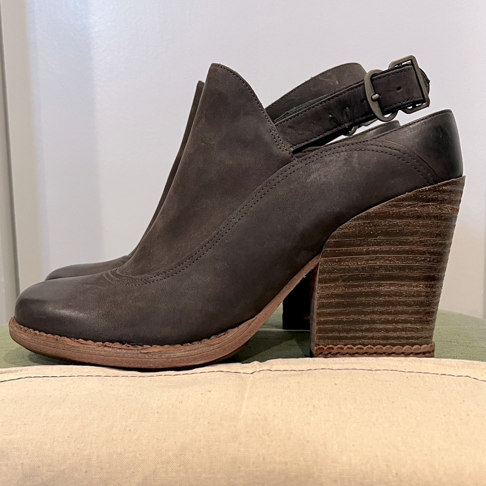 Timberland Boot Company Marge Slingback Suede Block Heel Ankle Bootie Slate Gray